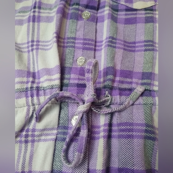 💜 Girls Purple Plaid Tie Front Tunic Lightweight Top Size Medium (10/12) - Picture 4 of 6